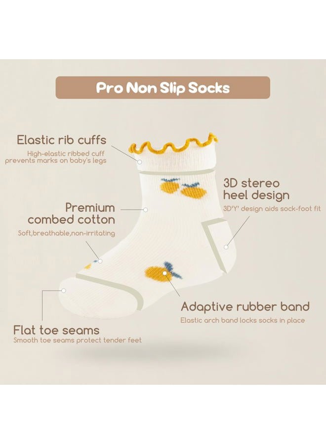 Aroveea Non Slip Grip Ankle Baby Socks 12 Pack for Toddler Boys and Girls Kids,Infant Cute Cotton Baby Socks, Ruffle2, 6-12 Months - Image 5