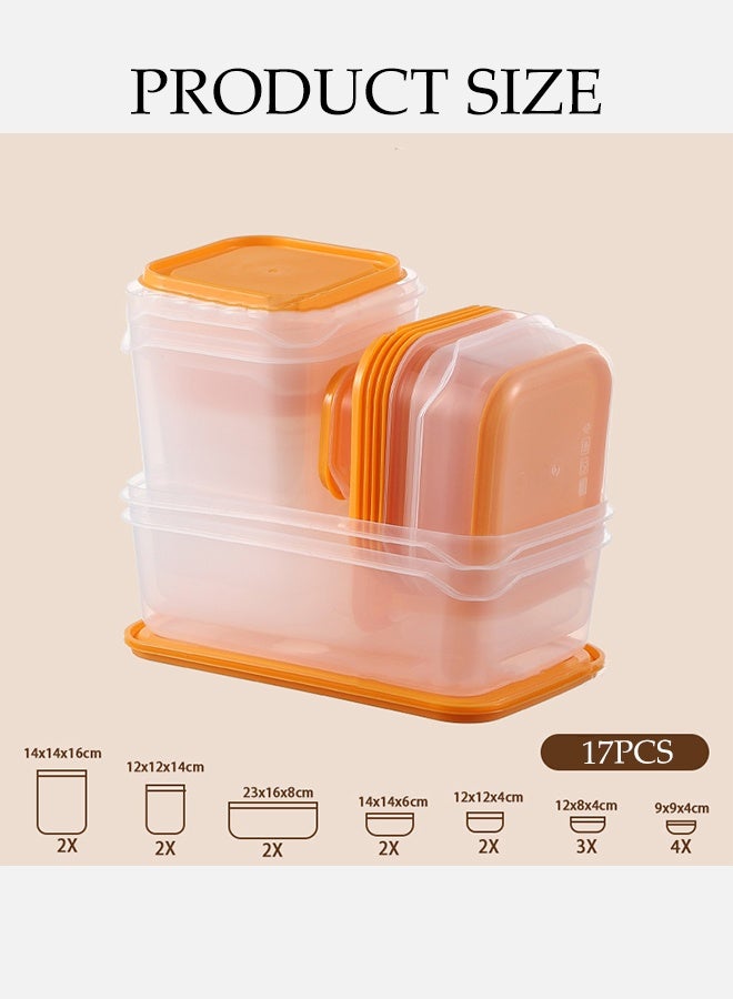 DUNISO 17 Packs Food Storage Containers Airtight Stackable Food Prep Containers Sets with Lids Clear Refrigerator Fresh-keeping Box Organizer Food Grade Plastic Thickened Household Sealing Box Reusable Fridge Storage Boxes - Image 4