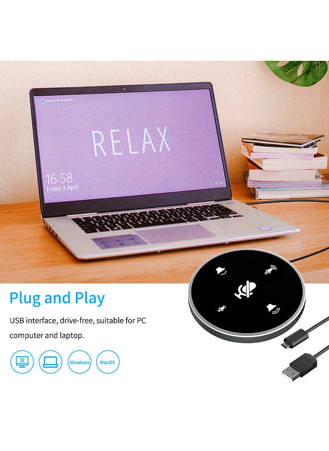 Generic - Desktop USB Conference Speakerphone Microphone Built-in Speaker 360° Omnidirectional PC Computer Condenser Mic with Mute Function Volume Adjustment Plug & Play Compatible with Windows Mac - Image 1