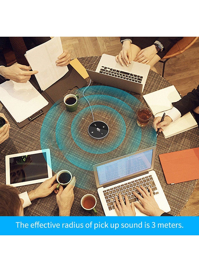 Generic - Desktop USB Conference Speakerphone Microphone Built-in Speaker 360° Omnidirectional PC Computer Condenser Mic with Mute Function Volume Adjustment Plug & Play Compatible with Windows Mac - Image 1