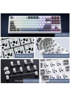 AULA F87 Pro Wireless Mechanical Keyboard 3 Modes (Bluetooth/2.4GHz/Tpye-C) Gaming Keyboard Graywood Switch  - Image 4