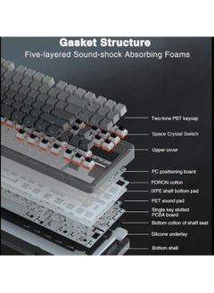 AULA F87 Pro Wireless Mechanical Keyboard 3 Modes (Bluetooth/2.4GHz/Tpye-C) Gaming Keyboard Graywood Switch  - Image 3