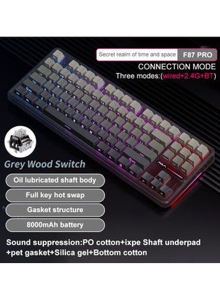 لوحة مفاتيح ميكانيكية لاسلكية F87 Pro 3 أوضاع (بلوتوث/2.4 جيجا هرتز/النوع C) لوحة مفاتيح للألعاب تبديل جرايوود - view 2