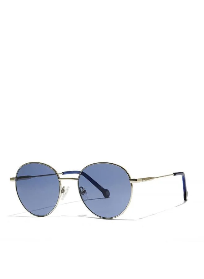 30Sundays TURN AROUND Unisex Blue Sunglasses - Frame Material: Metal - Lens Color: Blue- Frame Color: Silver - Full Rim