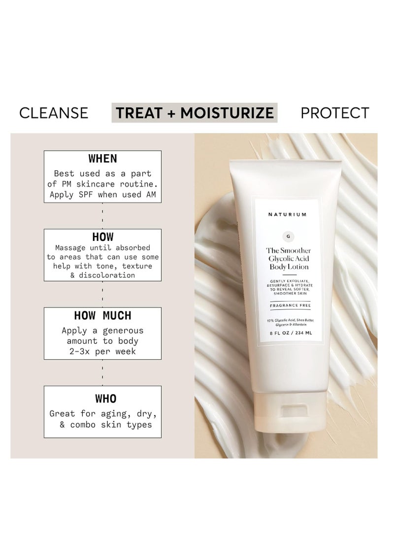 NATURIUM - Naturium The Smoother Glycolic Acid Body Lotion, Resurfacing & Exfoliating Treatment, with 10% Glycolic Acid, 8 oz - Image 1