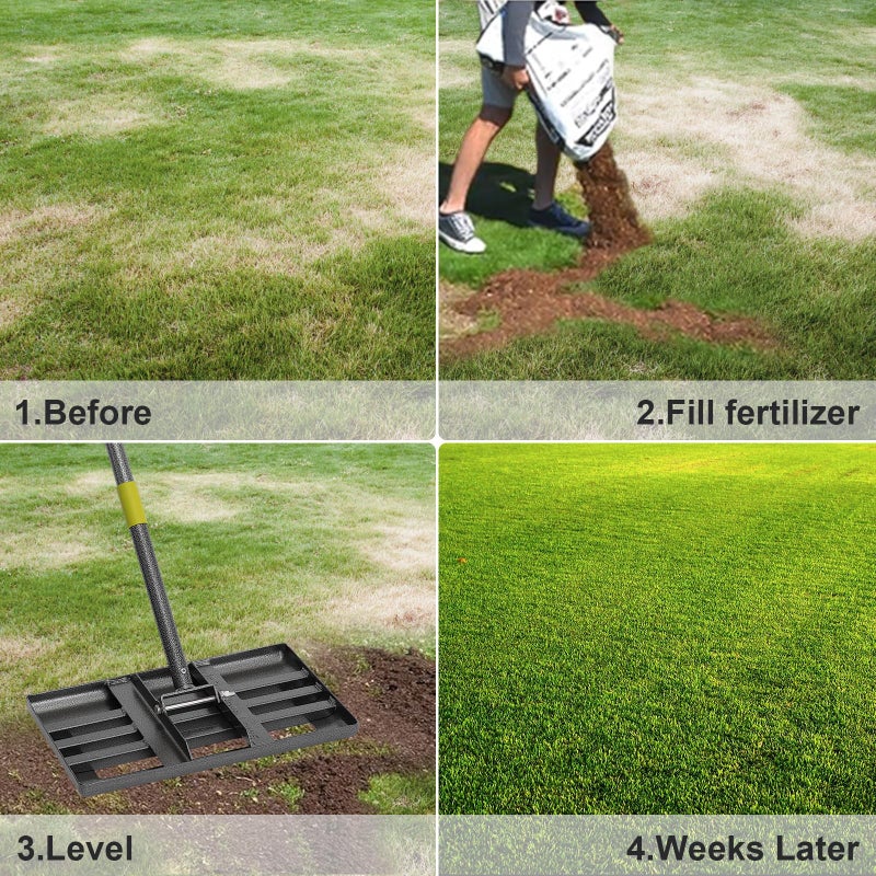 FLY HAWK Lawn Leveling Rake | Levelawn Tool | Level Soil or Dirt Ground Surfaces Easily | 18â€ x 10â€ Ground Plate | rakes for lawns Heavy Duty 72â€ Extra Long Handle | Extracted Iron Metal Black - Image 5
