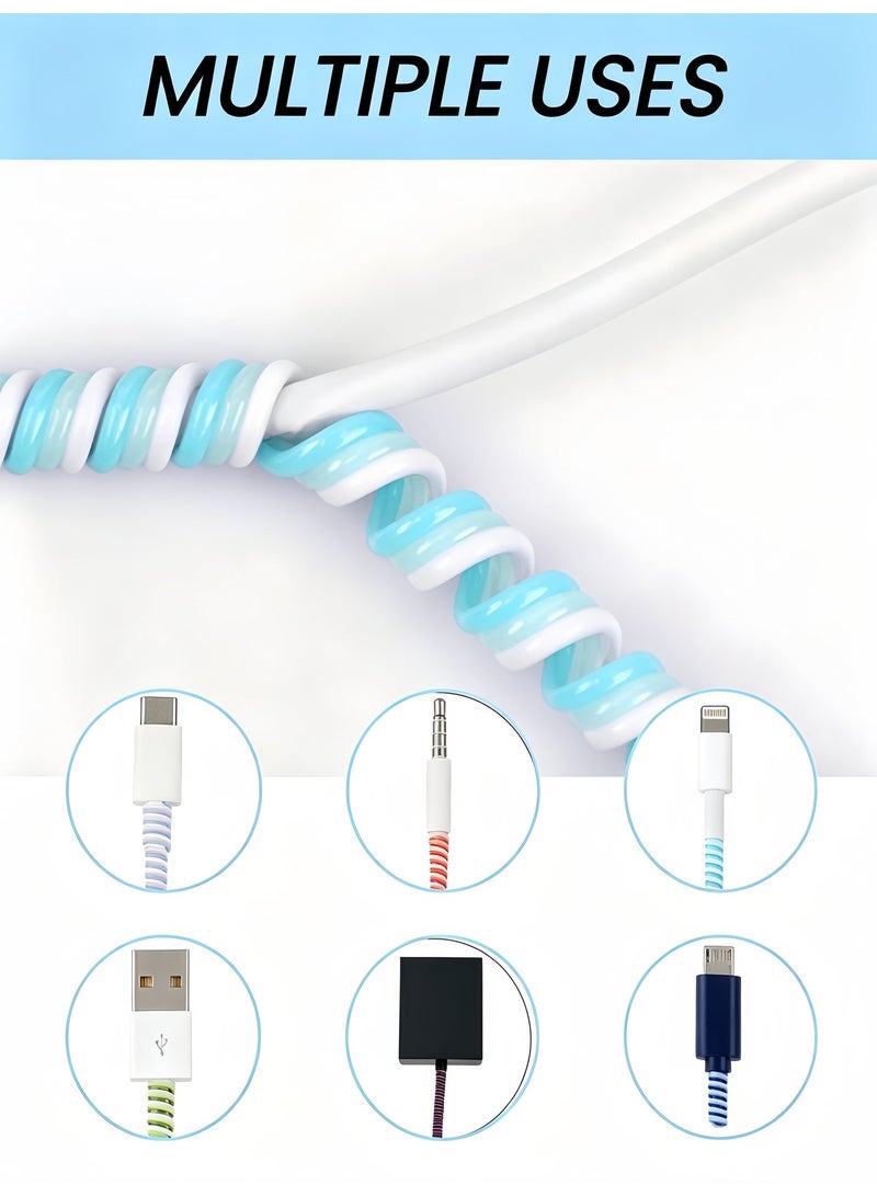 10PCS  Colorful Charger Cable Protector, Silicone Flexible Cable Protector, Spiral Cable Protector, Mouse Cable Protector, Cell Phone USB Charger Protector to Prevent Pets from Chewing Cables，cord protector - Image 4