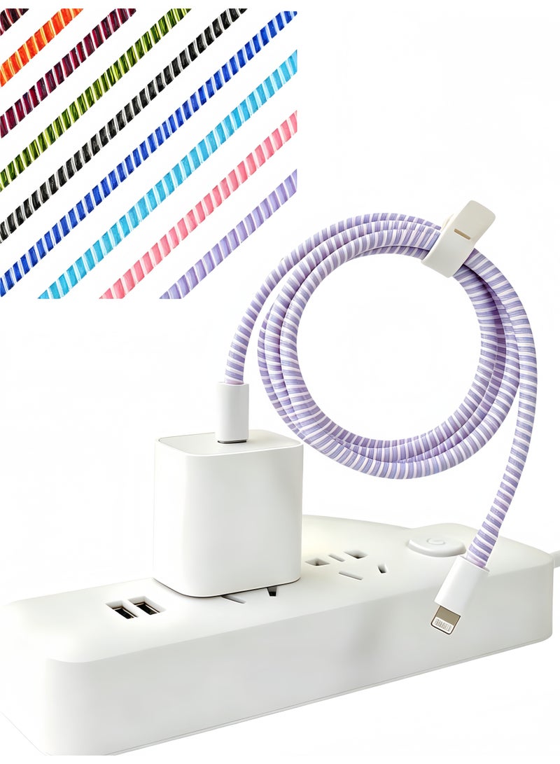 10PCS  Colorful Charger Cable Protector, Silicone Flexible Cable Protector, Spiral Cable Protector, Mouse Cable Protector, Cell Phone USB Charger Protector to Prevent Pets from Chewing Cables，cord protector - Image 1