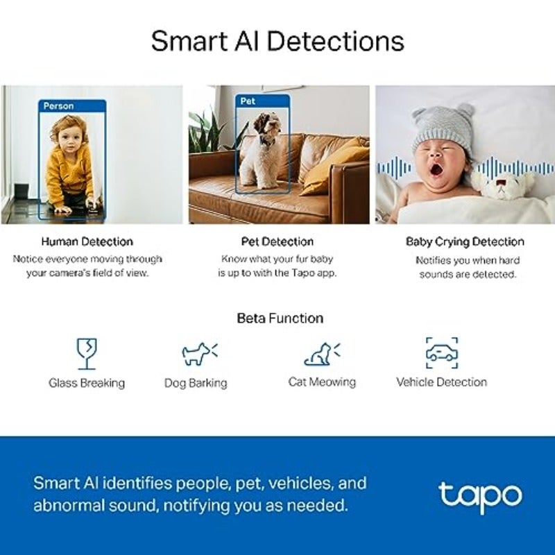 كاميرا مراقبة داخلية 2K 4MP C220 بتقنية WiFi وكاشف الأشخاص صوت ثنائي الاتجاه متوافقة مع أليكسا ومساعد جوجل لطفل الحيوانات الأليفة - Image 5