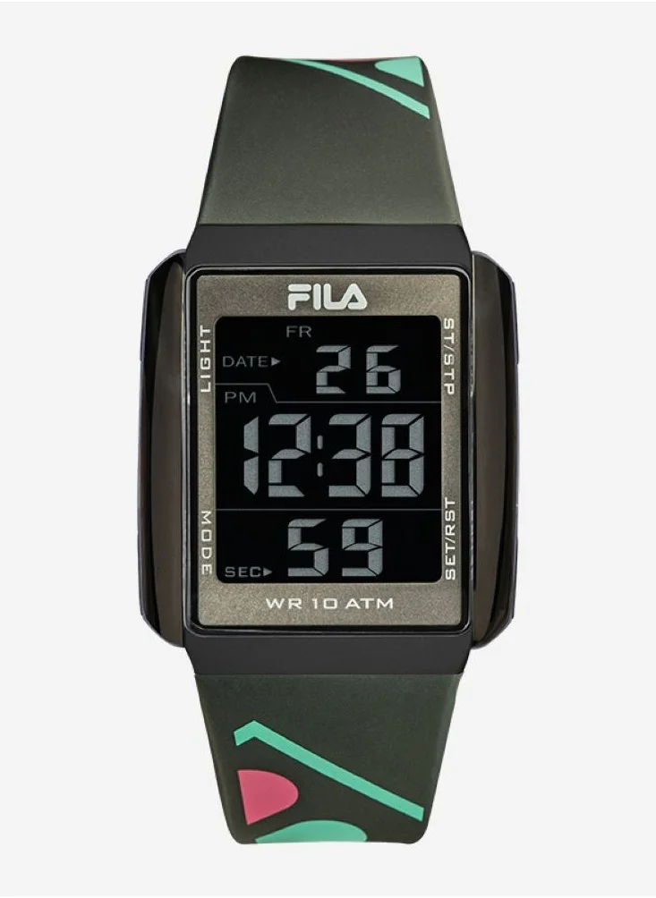 فيلا FILA ADULT UNISEX CHRONO WATCH PLASTIC CASE GRAY PLASTIC STRAP, 38-325-003