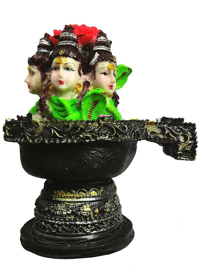 SK Craft Polyresin Shiva Shivling Statue Three Face Shiv Lingam Idol Home Decor Pooja Items with Bholenath Nag Devta Gift Puja 8 Inches (Milticolor) - Image 2
