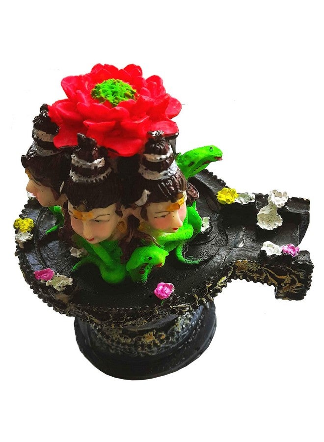 SK Craft Polyresin Shiva Shivling Statue Three Face Shiv Lingam Idol Home Decor Pooja Items with Bholenath Nag Devta Gift Puja 8 Inches (Milticolor) - Image 3
