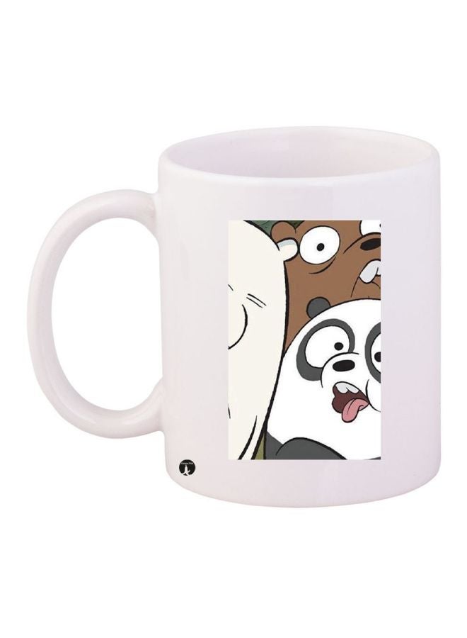 RYN We Bare Bears Printed Coffee Mug White/Brown/Grey 11ounce