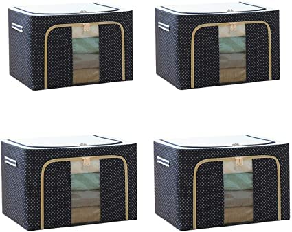 TENDULA TENDULA clothes Storage Boxes Bins 66L Large Organizers With Steel Frame Foldable Oxford Containers Set Clear Window Waterproof for Closet Bedding Blankets 1Packpolka dot - Image 2