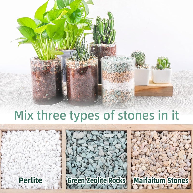 CJGQ 18lb Mix Rocks for Plants in Door -Mix Perlite,Maifanitum Stones,Zeolites Rocks for Bonsai Succulent Cactus Potting Soil and Vase Fillers, Fairy Gardening,Top Dressing - Image 2