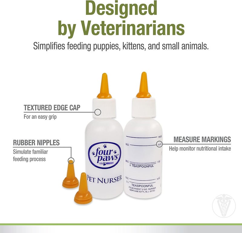 Four Paws Pet Nurser Kit - 2 Bottles for Puppies and Kittens - Image 2