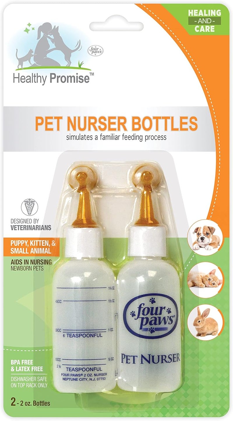 Four Paws Pet Nurser Kit - 2 Bottles for Puppies and Kittens - Image 1