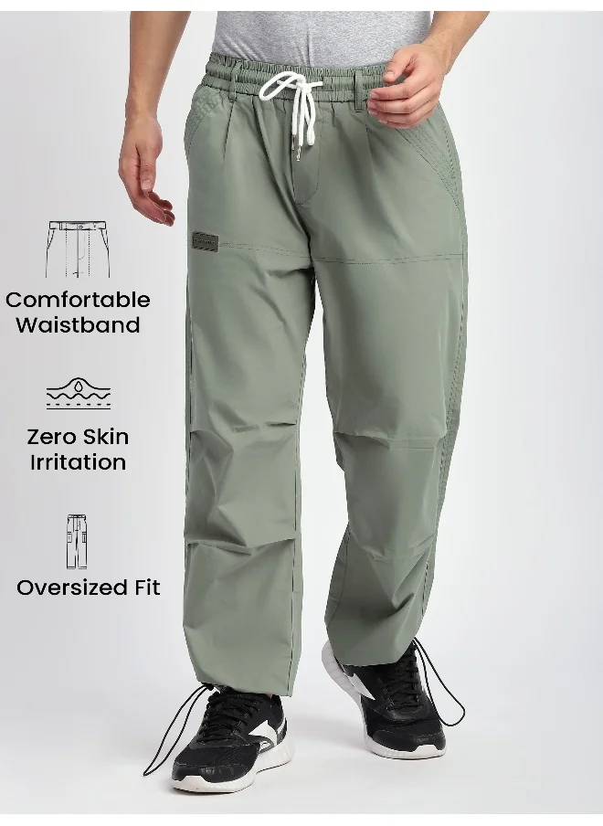 بيونغ Tea Green Slant Pocket Cargo Pants for men's