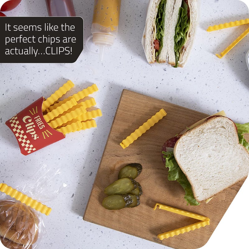 PELEG DESIGN Fries Clips: 12 Cute French-Fries-Shaped Bag Clips To Seal Opened Food Packages | Fun Bag Clips For Food In A Magnetic Box To Always Be At Hand | Cute Kitchen Accessories By Peleg Design - Image 2