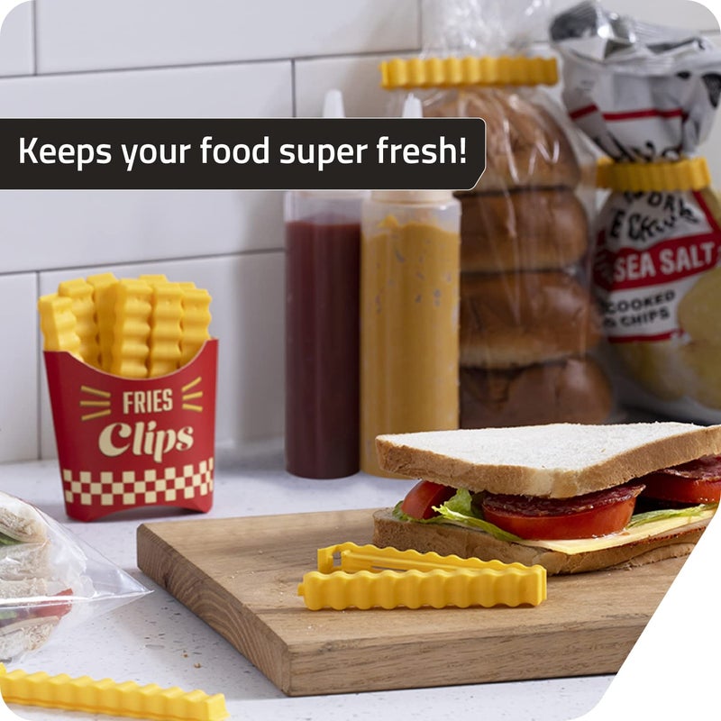 PELEG DESIGN Fries Clips: 12 Cute French-Fries-Shaped Bag Clips To Seal Opened Food Packages | Fun Bag Clips For Food In A Magnetic Box To Always Be At Hand | Cute Kitchen Accessories By Peleg Design - Image 4