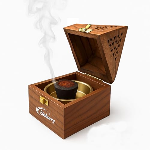 ELISBURRY Elibsurry® Wooden Sambrani Dhoop Stand Incense Holder: Perfect Pooja Room Stand Decoration Item, Dhup Dani & Doopam Holder, Essential Puja Item for Home Mandir and Pooja Thali Set Rituals-DN-1 - Image 1
