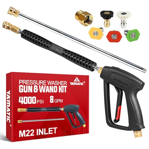 YAMATIC Pressure Washer Gun and Wand with 5 Spray Nozzles, M22-14mm & M22-15mm Fitting Replacement for Ryobi, Karcher, Greenworks, Craftsman, Troy bilt Power Washers, 4000 PSI - Image 1