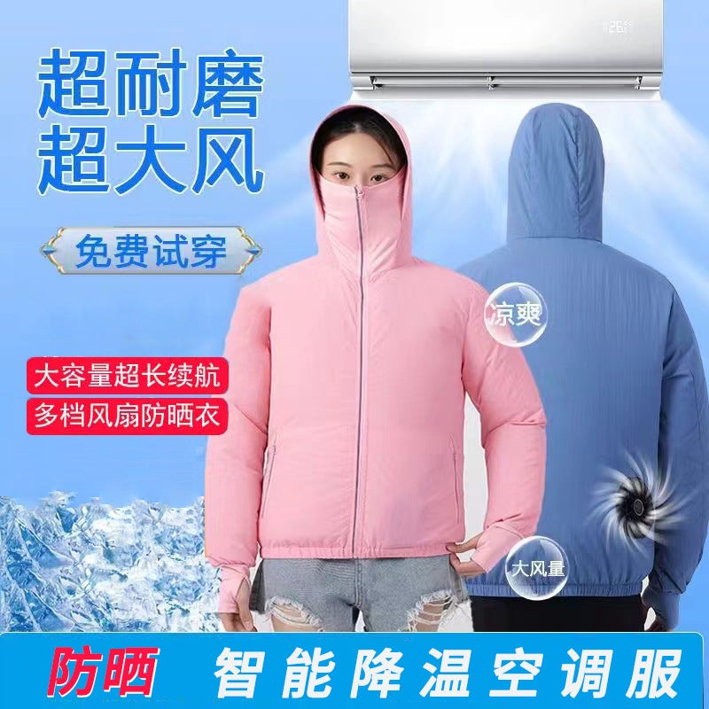 Skin Clothing Sunscreen Air-Conditioning Clothing Summer Heat Protection Couple'S New Travel Outdoor Sunscreen Clothing With Fan Fishing Clothing - Image 2