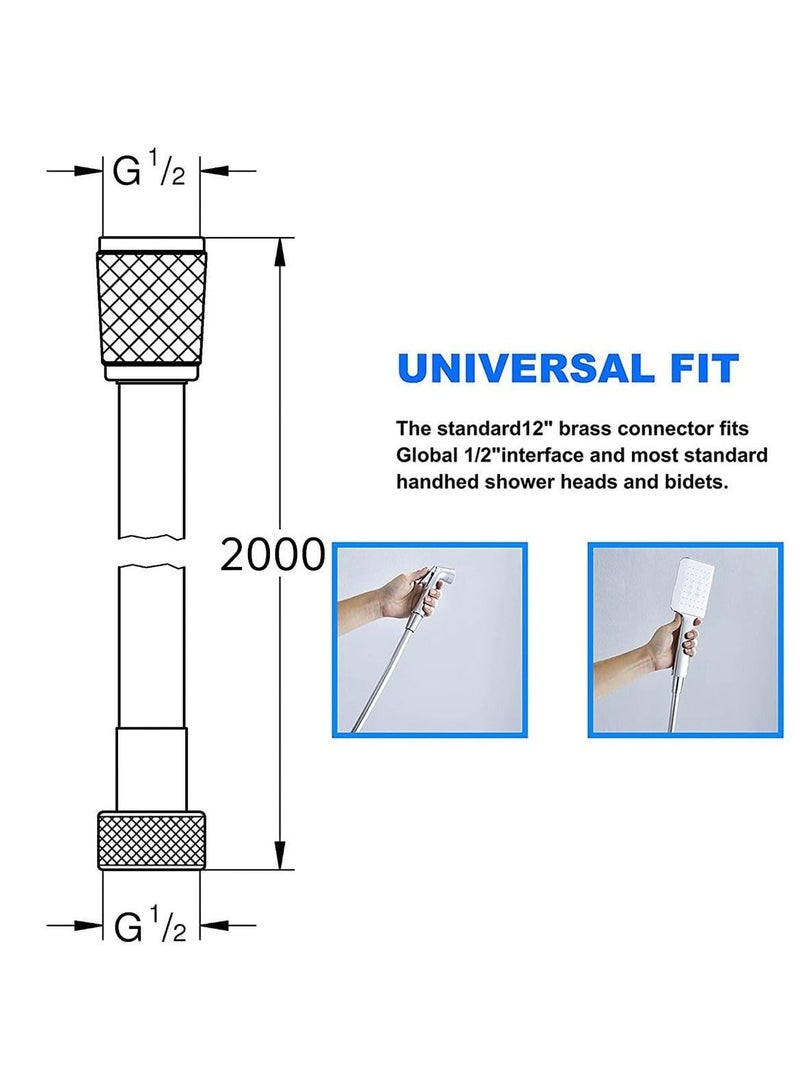 هاهاهاي خرطومان دش من البلاستيك المرن خرطوم دش يدوي مرن 59 بوصة خرطوم بديل للدش اليدوي طويل جدًا - Image 5