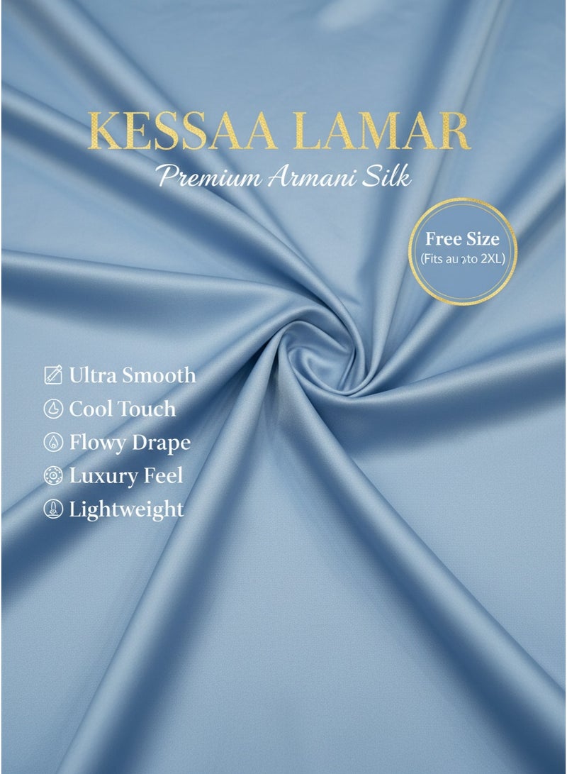 KESSAA Lamar Women’s Premium Prayer Isdal – Armani Silk Full-Coverage Salah Dress with Integrated Head Scarf | Non-Transparent Lightweight Fabric | Free Size Fits S–2XL | Modest Islamic Wear - Blue - Image 4