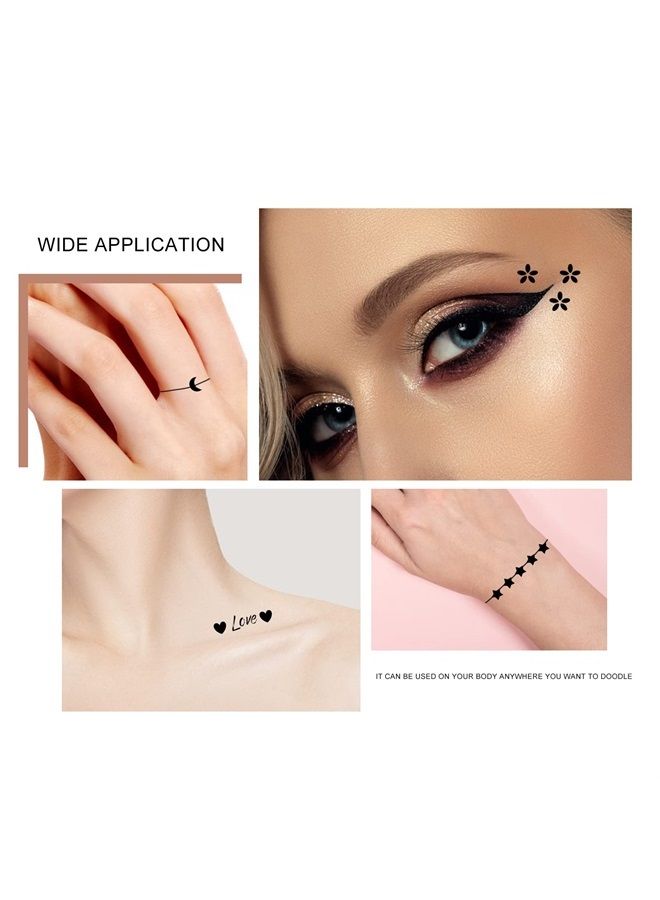 Ownest 6 Pcs Liquid Eyeliner Set,Double-Side Eyeliner Stamp Pen Eyeliner Tattoo Tool Waterproof Smudge-proof Eyeliner Stamp Makeup-Smiley, Triangle,Heart,Star,Moon,Flower - Image 2