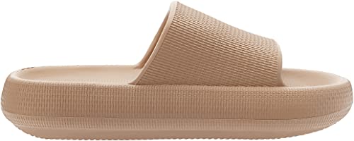 BRONAX Pillow Slippers for Women and Men | House Slides Shower Sandals | Cushioned Thick Sole 46-47 Brown - Image 4