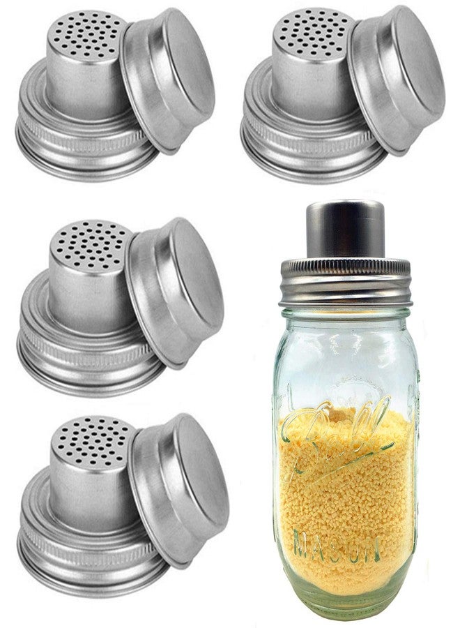 HDCBMCDDM-US Shaker Lids Metal Stainless Steel with Silicone Seals Lid REGULAR MOUTH Mason Jar Shakers Lids Replacement 4 Pack - Image 1