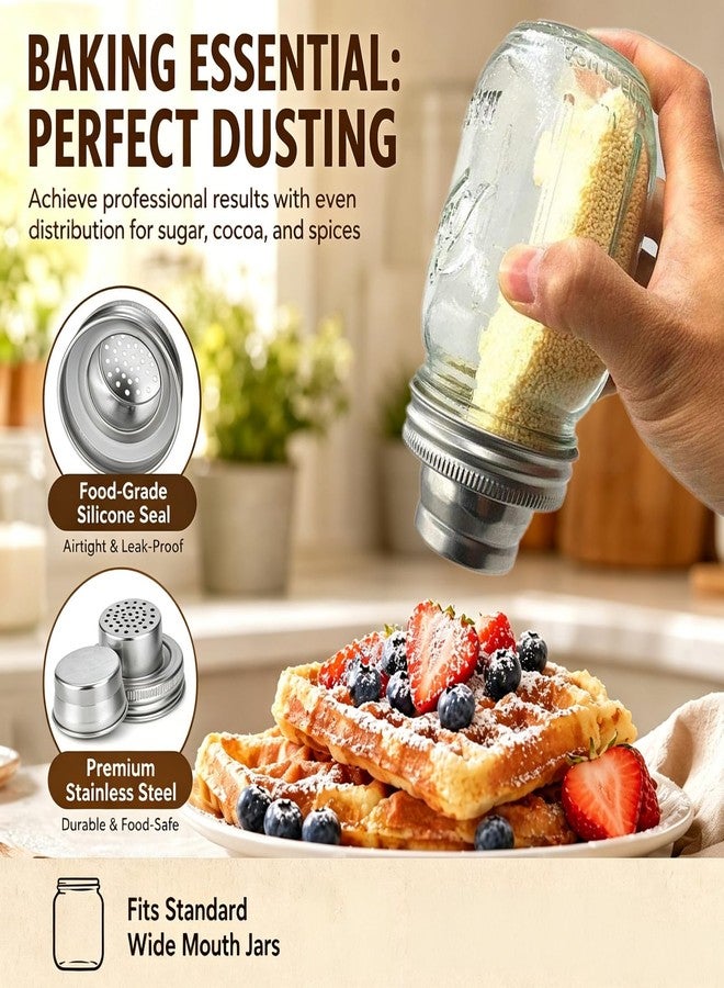 HDCBMCDDM-US Shaker Lids Metal Stainless Steel with Silicone Seals Lid REGULAR MOUTH Mason Jar Shakers Lids Replacement 4 Pack - Image 4