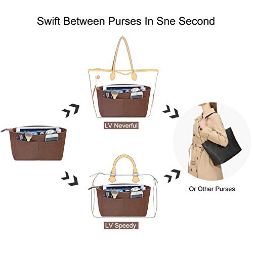 Soyizom Purse Organizer Insert Felt Purse Insert Bag Organizers Multi Pockets Tote Bag in Bag for Women,Red-XL - Image 5