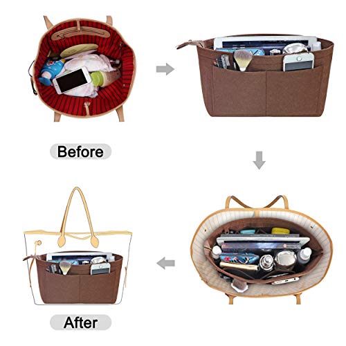 Soyizom Purse Organizer Insert Felt Purse Insert Bag Organizers Multi Pockets Tote Bag in Bag for Women,Red-XL - Image 4