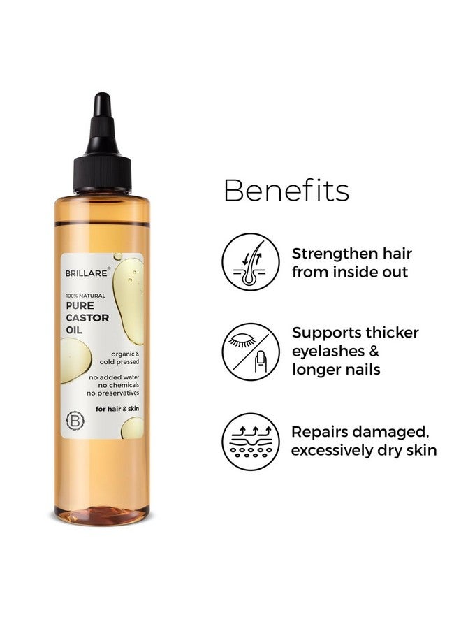BRILLARE Pure Castor Oil For Hair Growth With Zero Chemicals, Repairs Damaged & Dry Skin, Strengthen Hair With Healthy Look, 100% Natural & Organic, 200 Ml - Image 3
