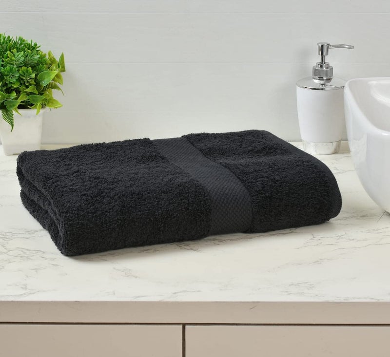 AYUS 425 GSM Pure Cotton Soft and Absorbent Spa Saloon Quality Black Bath Towel 4 - Image 2