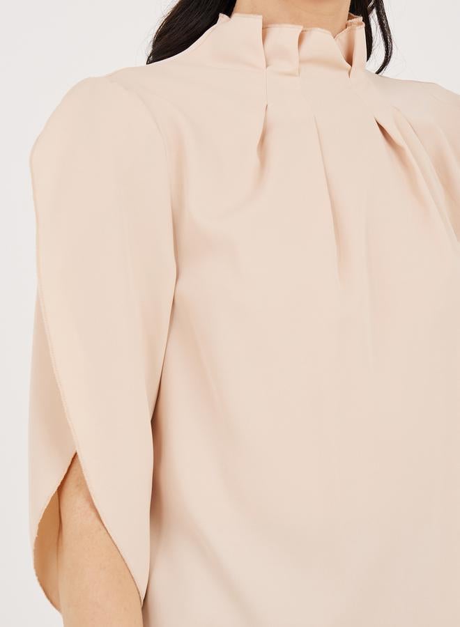Take Two Pleated High Neck Blouse with Tulip Sleeves  - Image 4