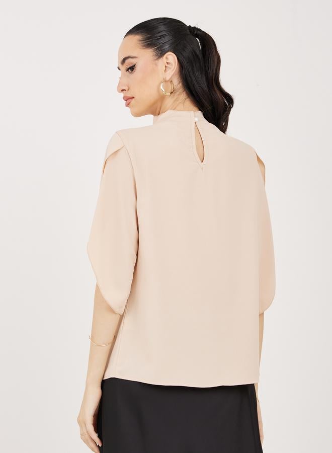 Take Two Pleated High Neck Blouse with Tulip Sleeves  - Image 5