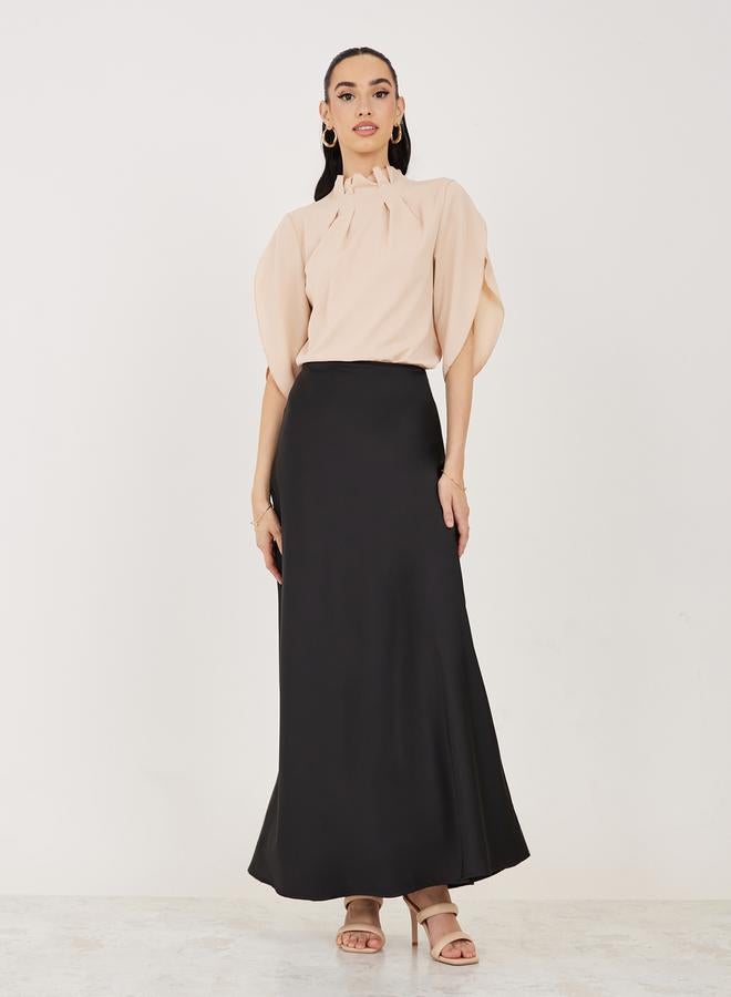 Take Two Pleated High Neck Blouse with Tulip Sleeves  - Image 3