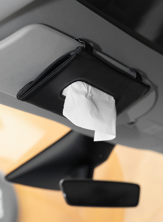 LAWAZIM Car Tissue Holder - Rectangular Tissue Box Cover for Sun Visor, Keeps Car Tidy with Hanging Clip - Car Napkin Storage Organizer for Car and Vehicle (Black) - Image 5