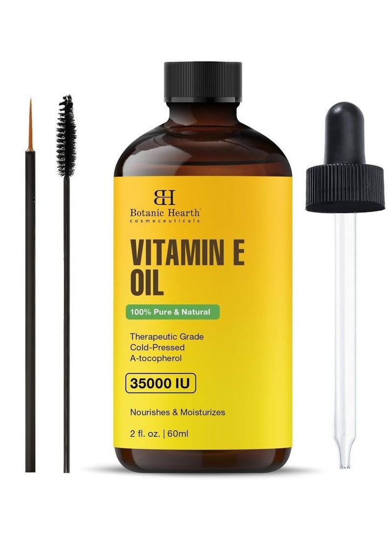 Botanic Hearth Vitamin E Oil 2 Fl Oz |100% Pure and Natural- Cold Pressed & Hexane Free Natural Hair Growth Oil for Eyelashes, Eyebrows, Skin, Body, Face, Nails & Scalp - Image 1