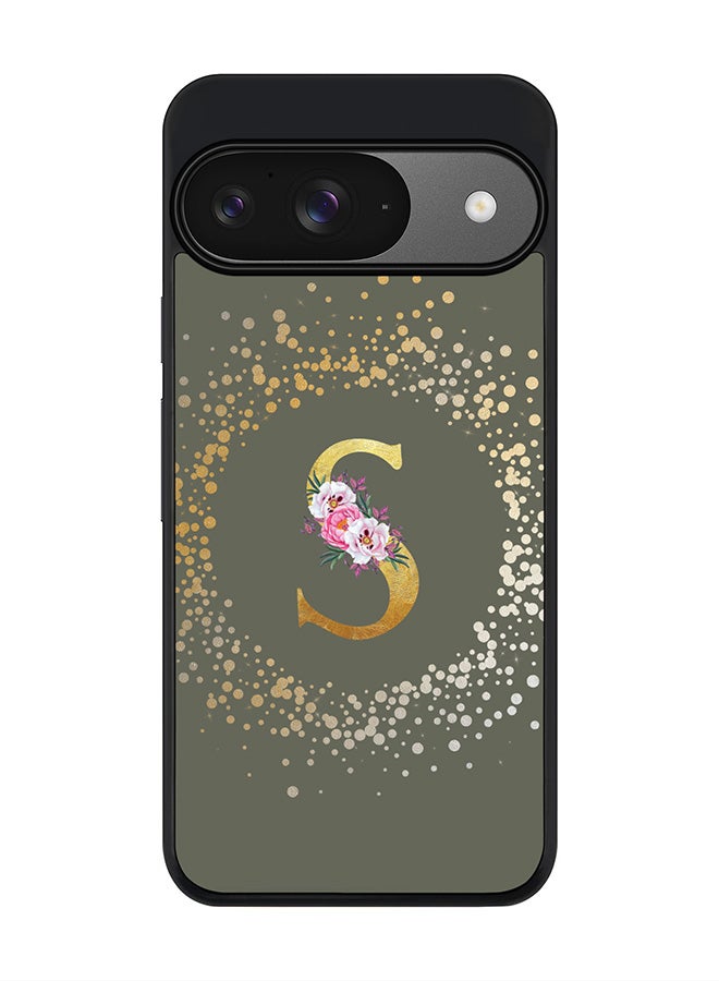 Stylizedd For Google Pixel 9 Case,Slim fit Camera Protection, Shockproof Thin Phone cover - Custom Monogram Floral - S (Olive Green ) - Image 1