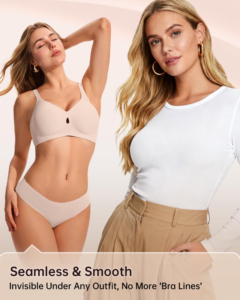 LetsJoli Jelly Bras for Women Wireless No Underwire Seamless Support Comfortable Tshirt Bras Early Fall Fashion(Creamy Skin,L) - Image 5
