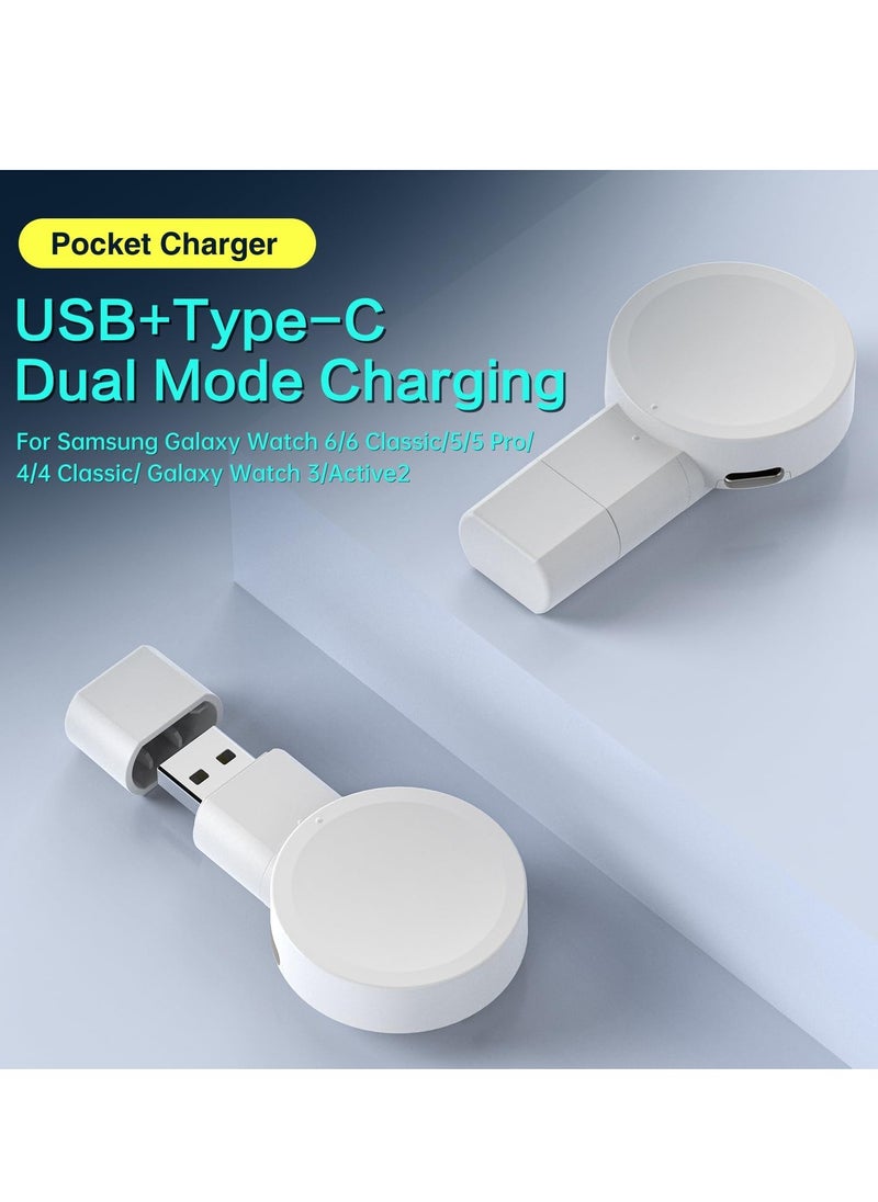 Excefore - Portable Galaxy Watch Charger, USB Type-C Portable Charger for Samsung Galaxy Watch6/5/5Pro/4/4Classic/Active2 Wireless Smart Watch Accessories Rotatable Dual Charging Mode Adapter - Image 1