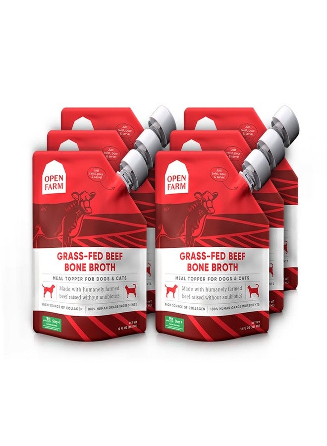 Open Farm مرق عظام أوبن فارم، مكمل غذائي للكلاب والقطط مع لحوم وأطعمة فائقة الجودة من مصادر مسؤولة، بدون نكهات صناعية أو مواد حافظة، 72 أونصة (عبوة من 6 قطع من لحم البقر الذي يتغذى على العشب) - Image 1