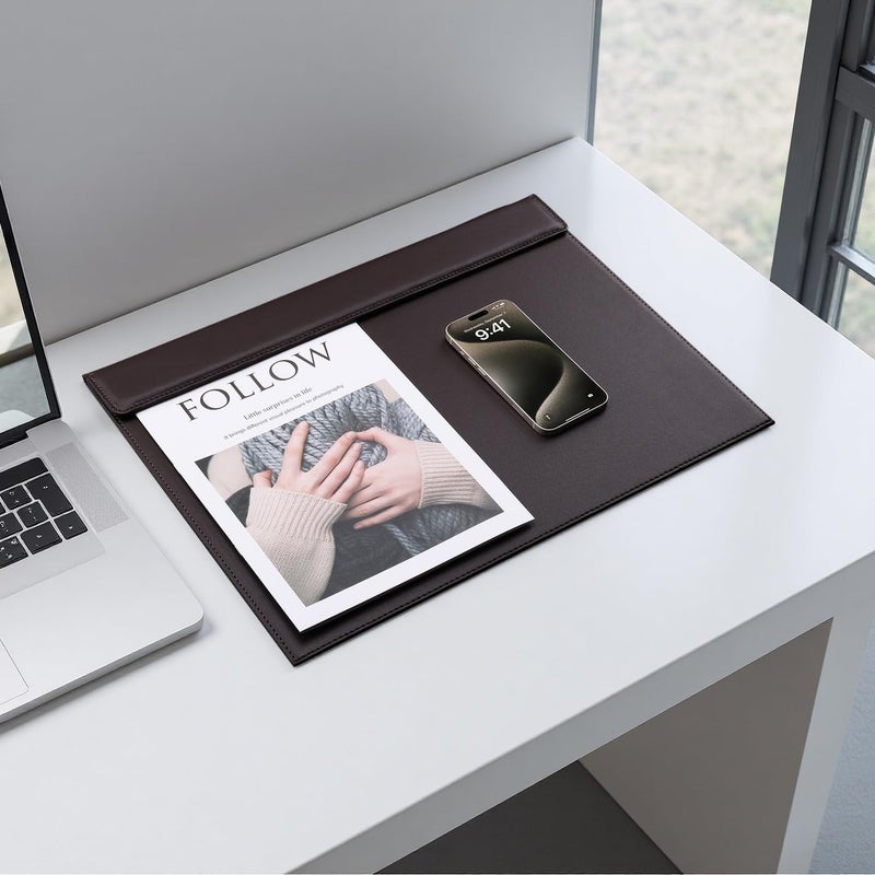KINGFOM 18''x14'' Large Rectangle A3 Desk Writing & Drawing Desk Pad &Board Table Protector Mat with Paper Clip on Top Brown - Image 5