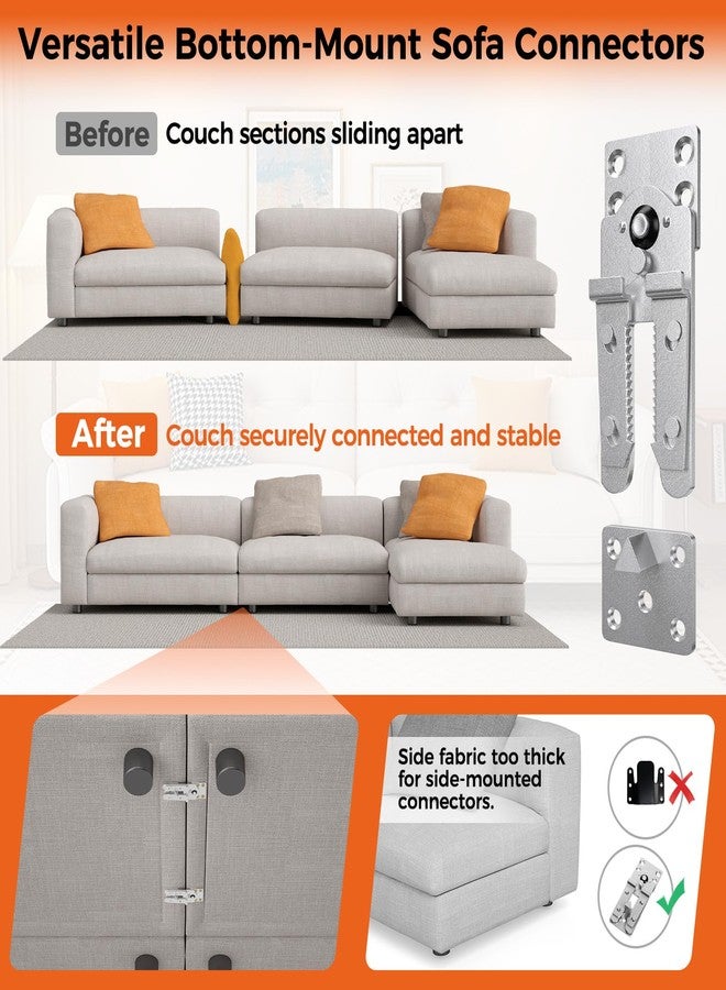 UPVONT Sectional Couch Connectors, Thickened Interlocking Alligator Couch Connectors to Make Sectional Stay (2 Pack+20 Screws) - Image 5