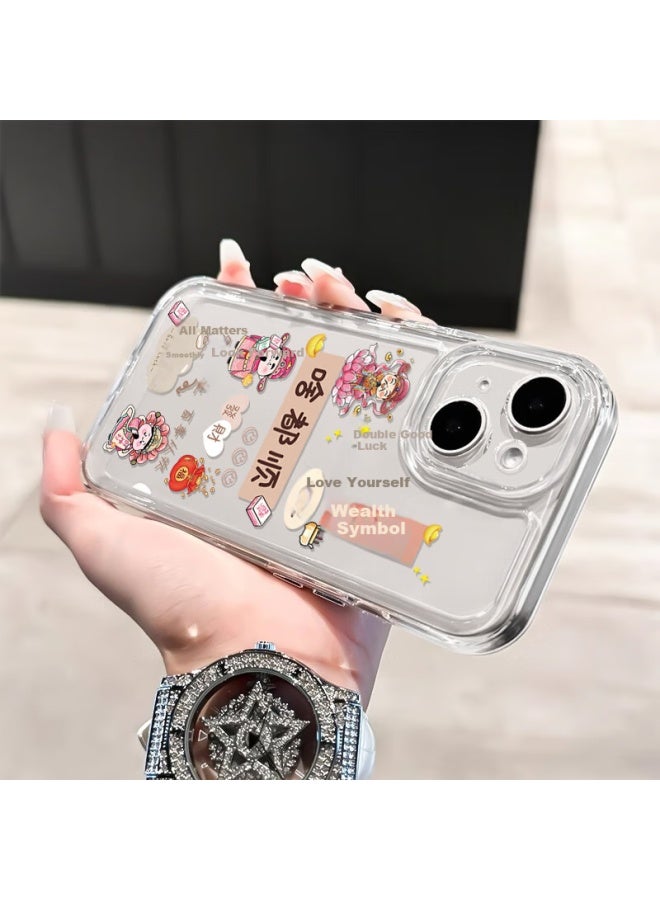 Inkaida Yingkaida Apple 13 Phone Case New Year Edition Iphone 13 Protective Cover Full Package Creative Soft Shell Anti-fall Skin-friendly Men And Women Transparent Colorful Painting Protective Case - Image 3