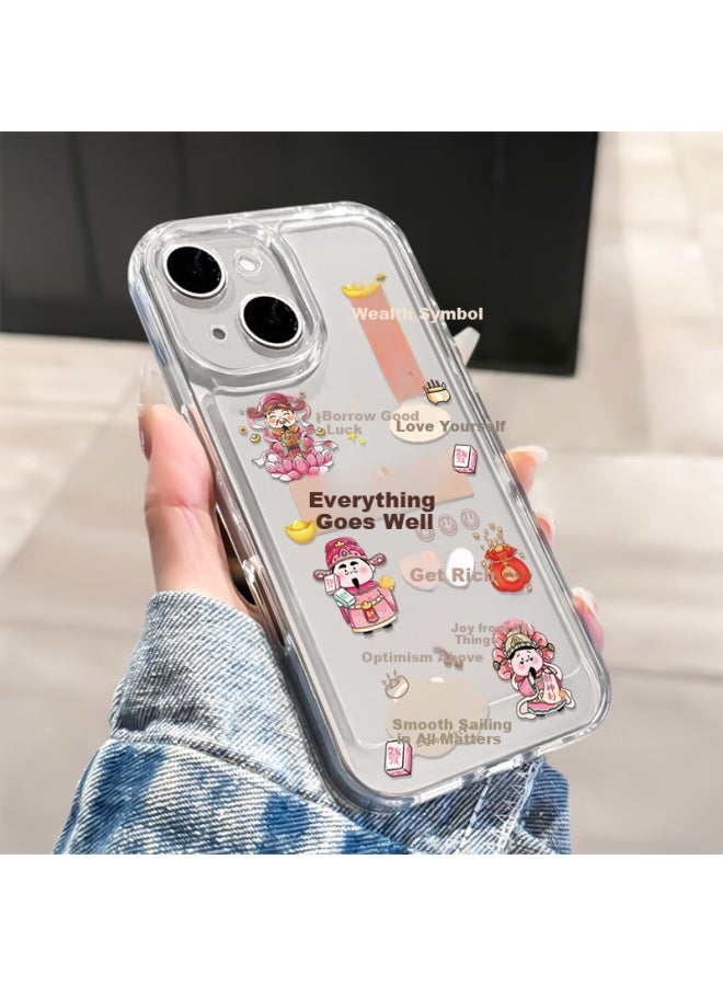 Inkaida Yingkaida Apple 13 Phone Case New Year Edition Iphone 13 Protective Cover Full Package Creative Soft Shell Anti-fall Skin-friendly Men And Women Transparent Colorful Painting Protective Case - Image 4